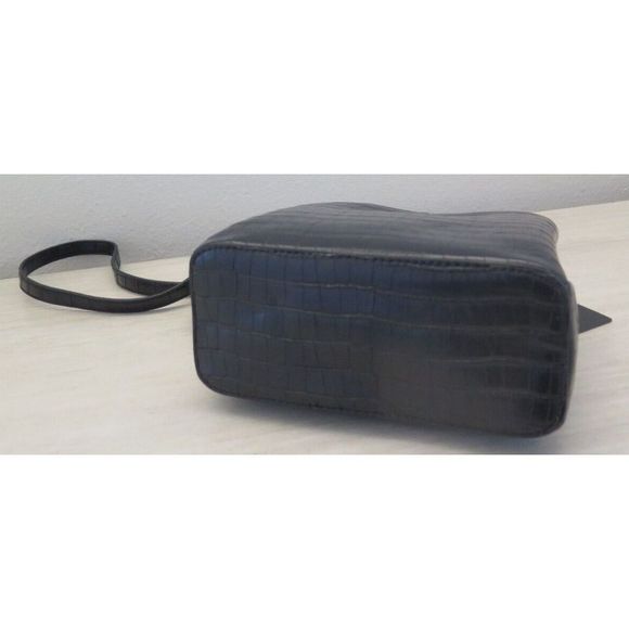 DKNY R13DPJ47 SM Black Croc Embossed Paige Satchel Crossbody Bag w/Charms $178 - Picture 7 of 11